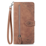 For Oppo A38 4G / A18 4G Zipper Wallet Case with Strap Flower Imprint PU Leather Phone Cover