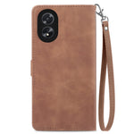 For Oppo A38 4G / A18 4G Zipper Wallet Case with Strap Flower Imprint PU Leather Phone Cover