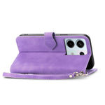 For Xiaomi Redmi Note 13 Pro 5G / Poco X6 5G Zipper Wallet Case with Strap Flower Imprint PU Leather Phone Cover