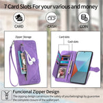 For Xiaomi Redmi Note 13 Pro 5G / Poco X6 5G Zipper Wallet Case with Strap Flower Imprint PU Leather Phone Cover