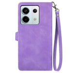For Xiaomi Redmi Note 13 Pro 5G / Poco X6 5G Zipper Wallet Case with Strap Flower Imprint PU Leather Phone Cover