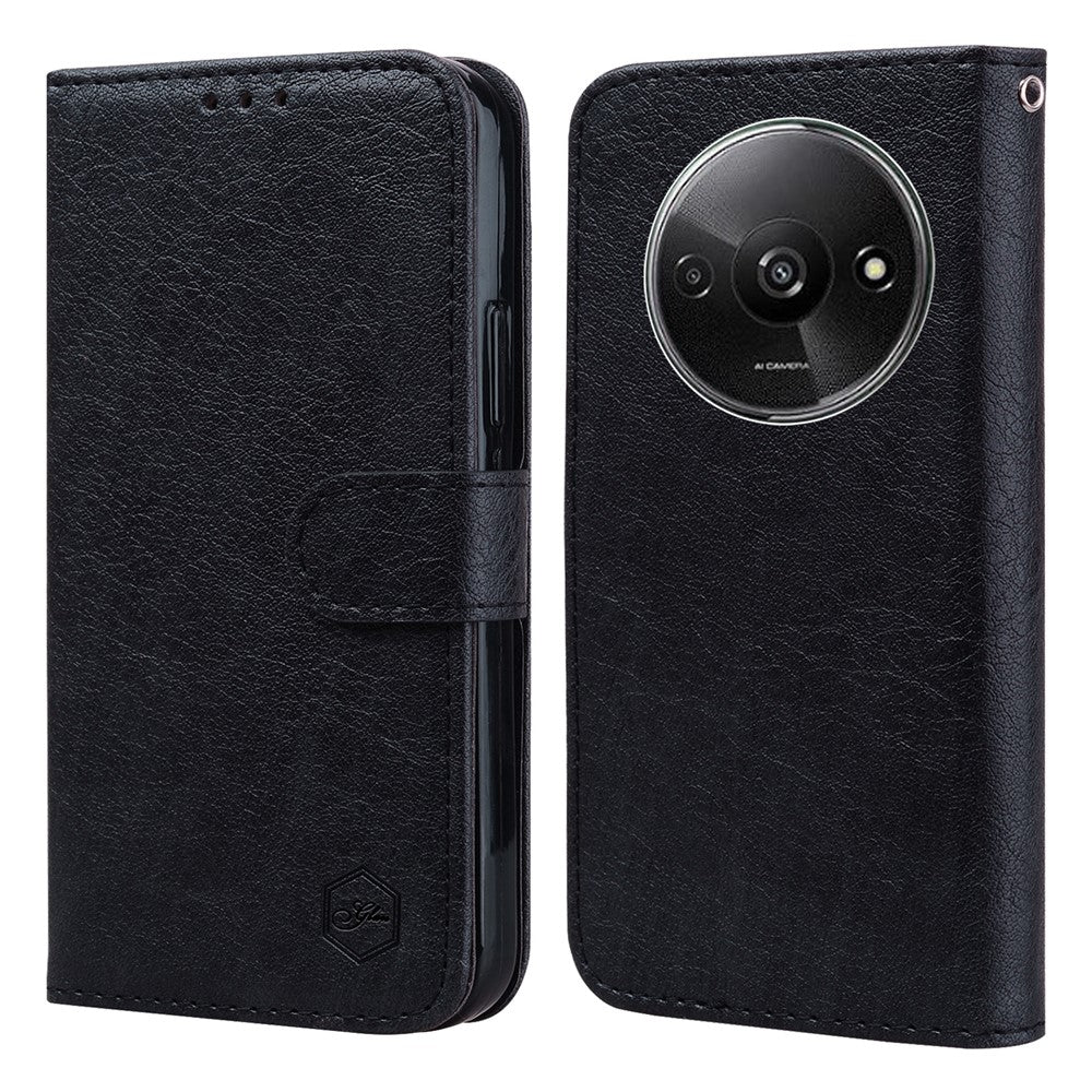 For Xiaomi Redmi A3 / Poco C61 4G Case Solid Color Leather Folding Stand Wallet Leather Phone Cover