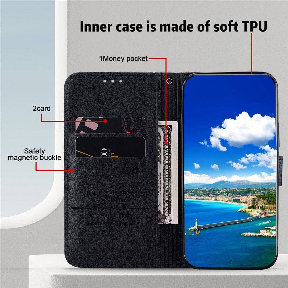 For Xiaomi Redmi A3 / Poco C61 4G Case Solid Color Leather Folding Stand Wallet Leather Phone Cover