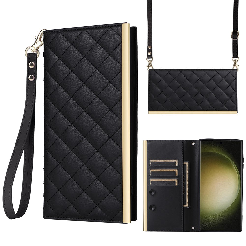 For Samsung Galaxy S23 Ultra Crossbody Case Suction Cup PU Leather Wallet Phone Cover