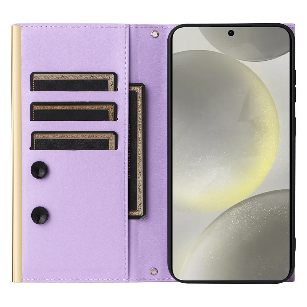 For Samsung Galaxy S24 Stand Wallet Phone Case PU Leather Flip Cover with Shoulder Strap