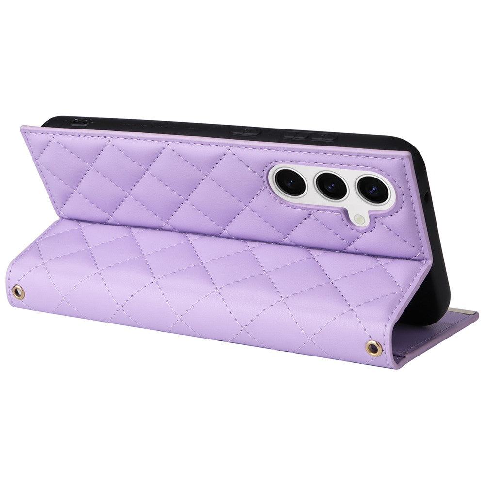 For Samsung Galaxy S24 Stand Wallet Phone Case PU Leather Flip Cover with Shoulder Strap