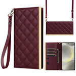For Samsung Galaxy S24 Stand Wallet Phone Case PU Leather Flip Cover with Shoulder Strap