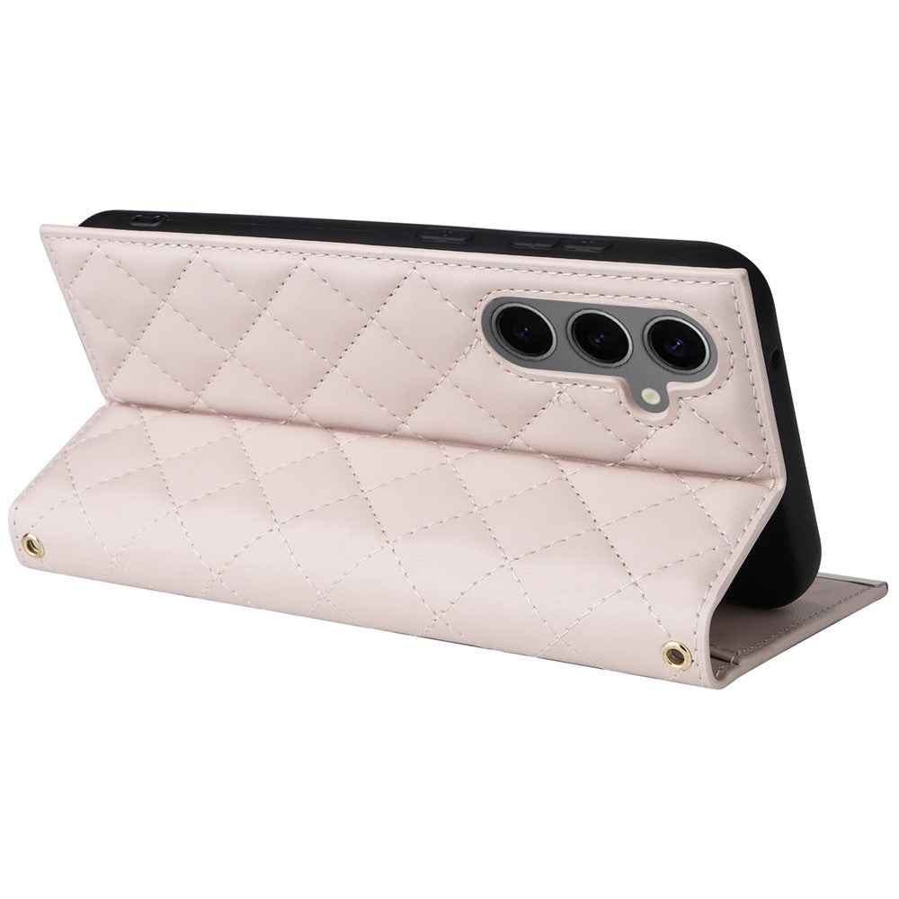 For Samsung Galaxy S24+ Case Suction Cup PU Leather Wallet Phone Cover with Straps