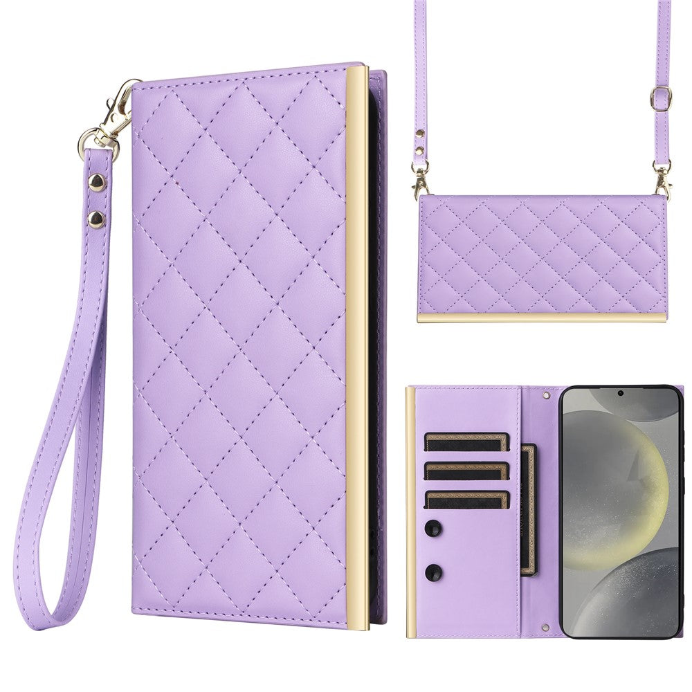 For Samsung Galaxy S24+ Case Suction Cup PU Leather Wallet Phone Cover with Straps