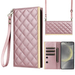 For Samsung Galaxy S24+ Case Suction Cup PU Leather Wallet Phone Cover with Straps