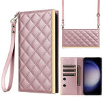 For Samsung Galaxy S23 FE Case PU Leather Suction Cup Phone Cover with Shoulder Strap