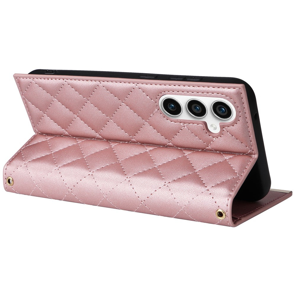 For Samsung Galaxy S23 FE Case PU Leather Suction Cup Phone Cover with Shoulder Strap