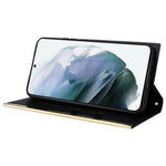 Samsung Galaxy S21 5G / 4G-skal i PU-läder, stativ, plånboksfodral med axelrem