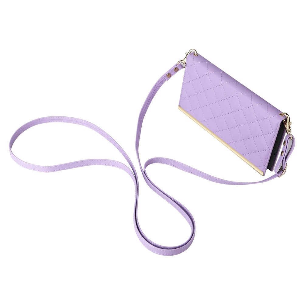 For Samsung Galaxy S23 Leather Case Suction Cup Wallet Flip Phone Cover with Shoulder Strap