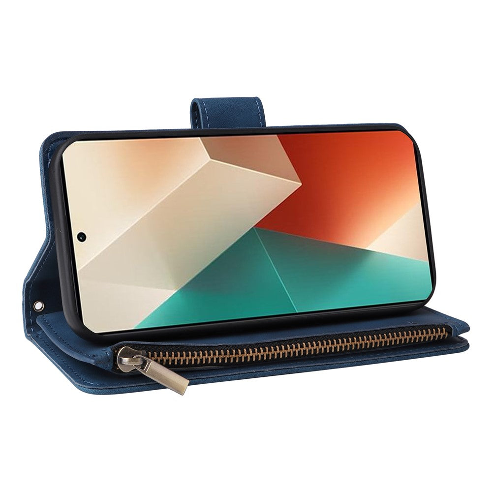 For Xiaomi Redmi Note 13 5G Case Leather Phone Protective Cover Zipper Wallet Card Holder