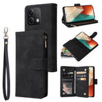 For Xiaomi Redmi Note 13 5G Case Leather Phone Protective Cover Zipper Wallet Card Holder