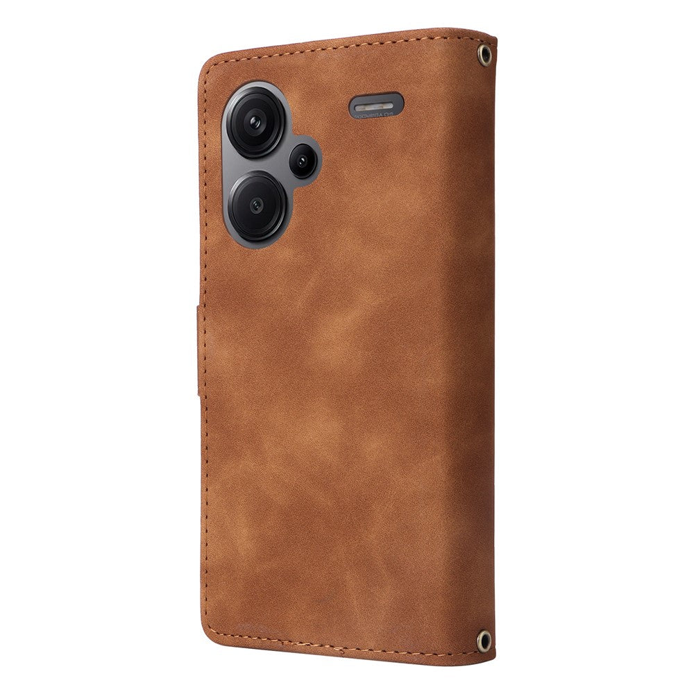 For Xiaomi Redmi Note 13 Pro+ 5G Zipper Pocket Phone Case PU Leather Protection Stand Cover