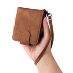 For Samsung Galaxy Z Flip5 5G Case Zipper Multi-Pocket Wallet Leather Phone Cover with Shoulder and Wrist Straps
