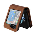 For Samsung Galaxy Z Flip5 5G Case Zipper Multi-Pocket Wallet Leather Phone Cover with Shoulder and Wrist Straps