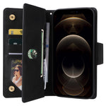 For iPhone 12 Pro Max Case Rivet Decor PU Leather Wallet Flip Phone Cover