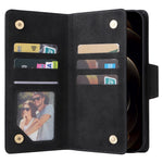 For iPhone 12 Pro Max Case Rivet Decor PU Leather Wallet Flip Phone Cover