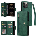 For iPhone 12 Pro Max Case Rivet Decor PU Leather Wallet Flip Phone Cover