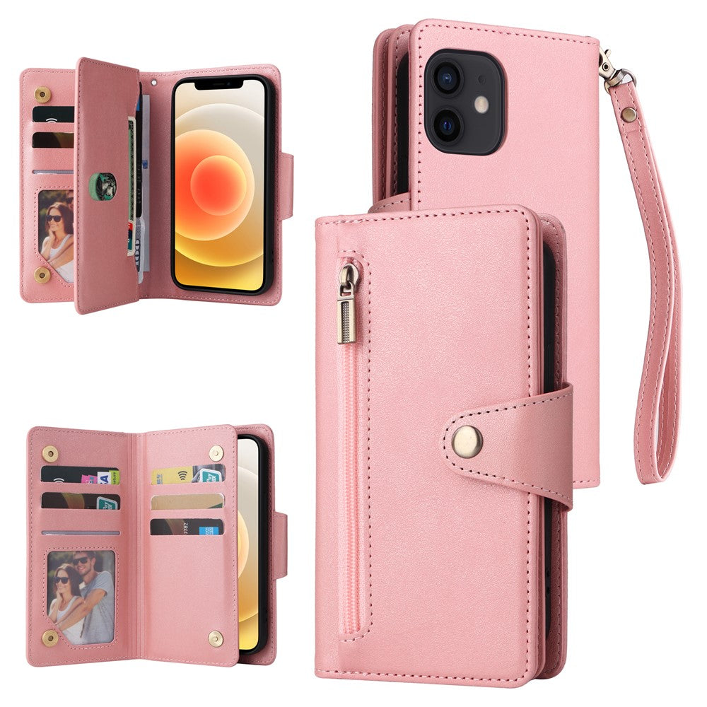 For iPhone 12 mini Shockproof Case Rivet Decor PU Leather Phone Cover