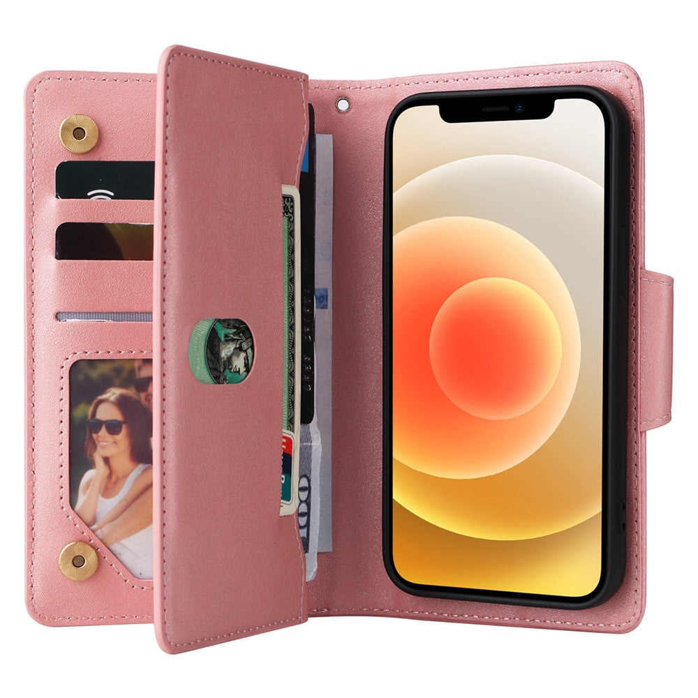 For iPhone 12 mini Shockproof Case Rivet Decor PU Leather Phone Cover
