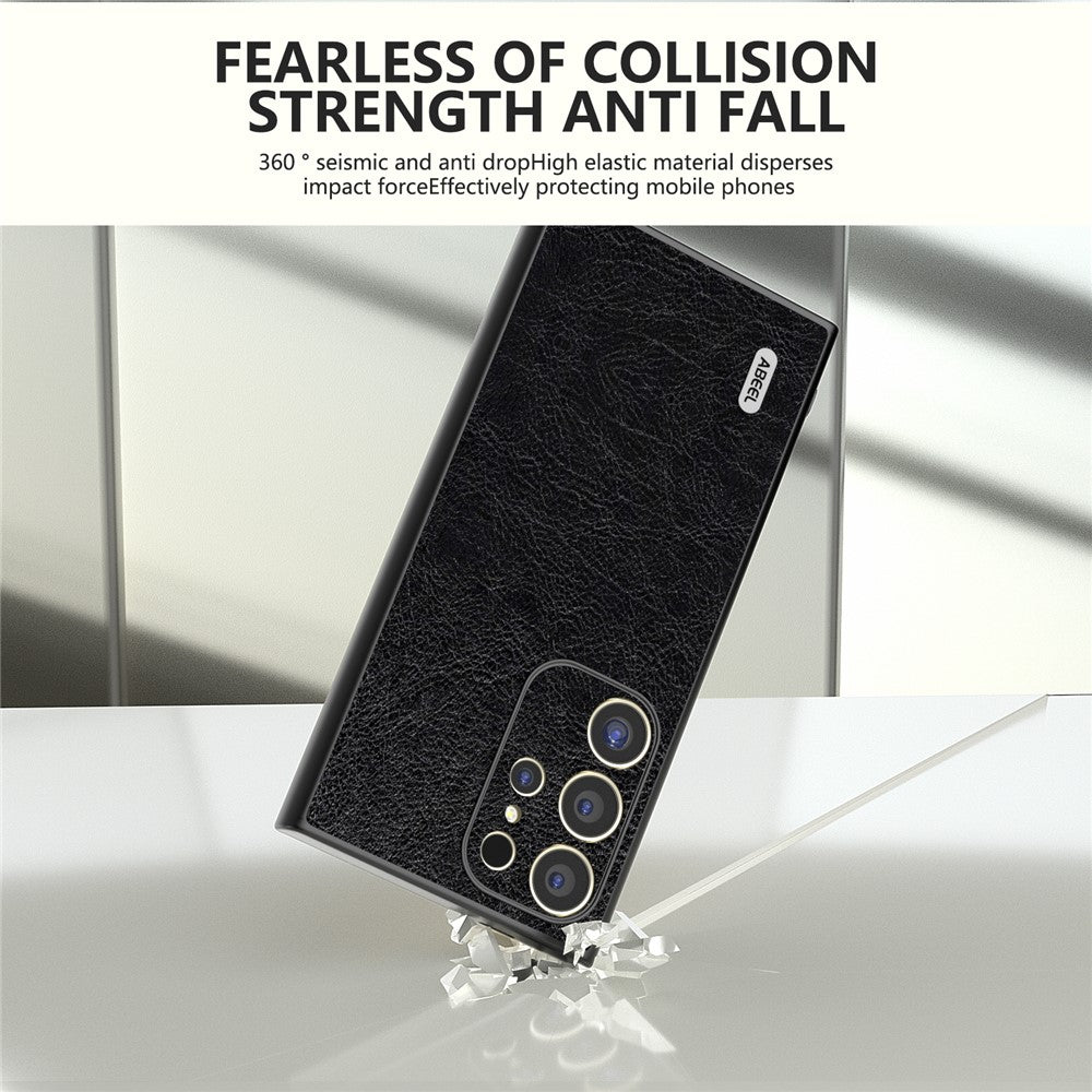 ABEEL Cover til Samsung Galaxy S24 Ultra - PU-læderbelagt PC+TPU skridsikkert greb
