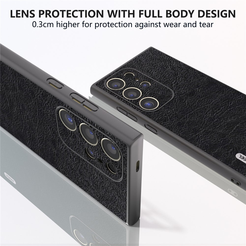 ABEEL Cover til Samsung Galaxy S24 Ultra - PU-læderbelagt PC+TPU skridsikkert greb