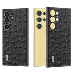 ABEEL For Samsung Galaxy S24 Ultra Case Ostrich Pattern Genuine Cow Leather Back Phone Cover