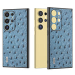 ABEEL For Samsung Galaxy S24 Ultra Case Ostrich Pattern Genuine Cow Leather Back Phone Cover