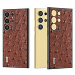 ABEEL For Samsung Galaxy S24 Ultra Case Ostrich Pattern Genuine Cow Leather Back Phone Cover