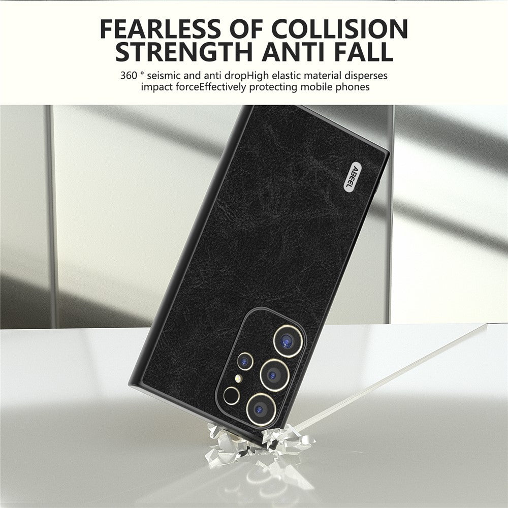ABEEL til Samsung Galaxy S24 Ultra Cover PU+PC+TPU Litchi Tekstur Anti-ridse Telefoncover