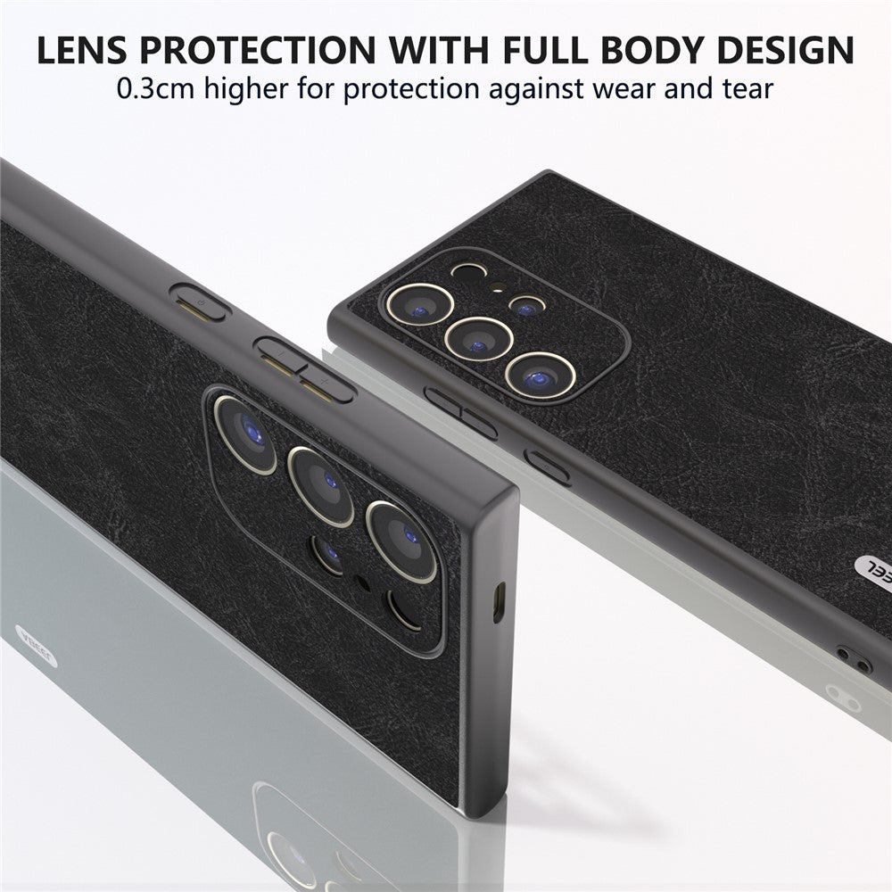 ABEEL til Samsung Galaxy S24 Ultra Cover PU+PC+TPU Litchi Tekstur Anti-ridse Telefoncover