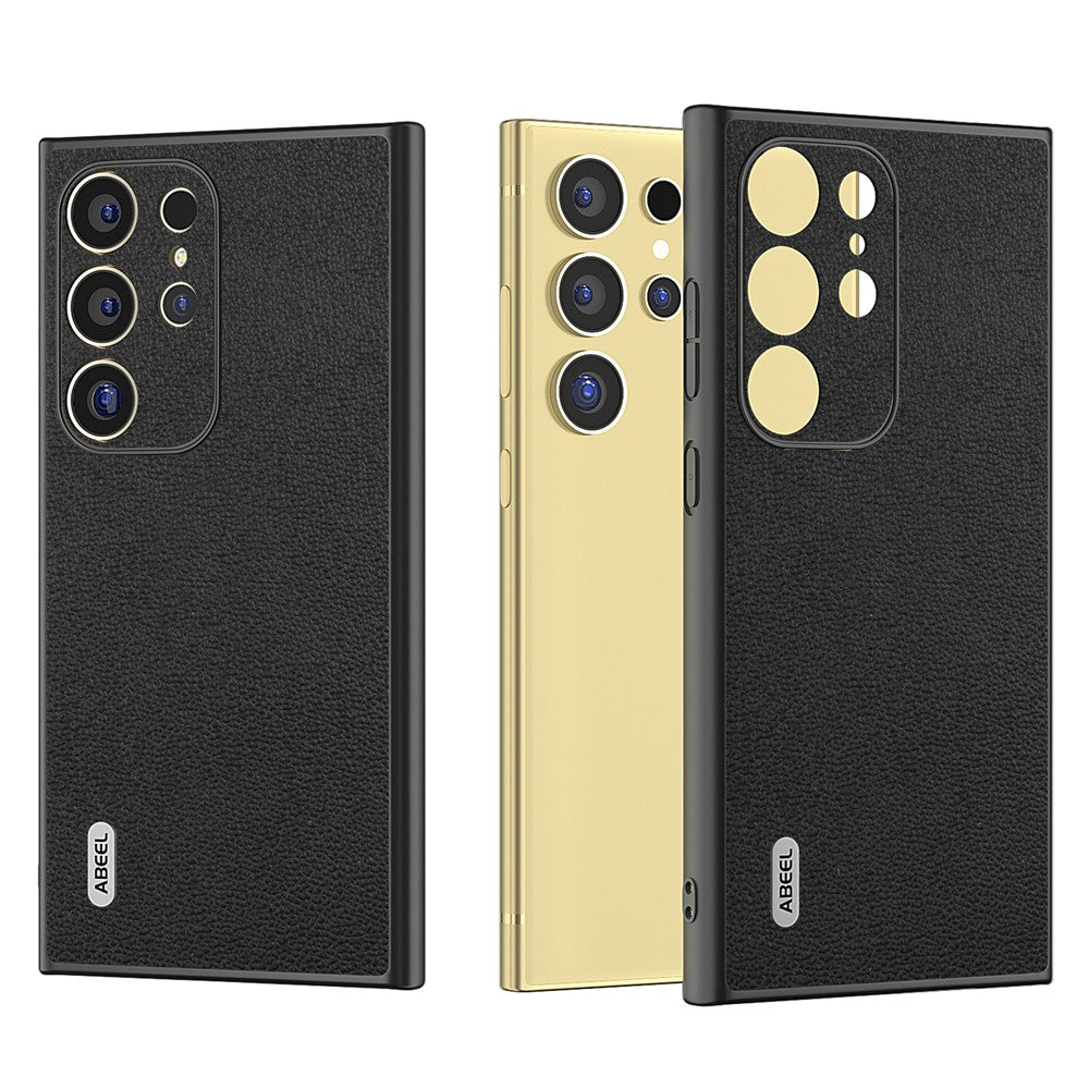 ABEEL Til Samsung Galaxy S24 Ultra Cover Ægte Koskind Litchi-tekstur Telefonbagside