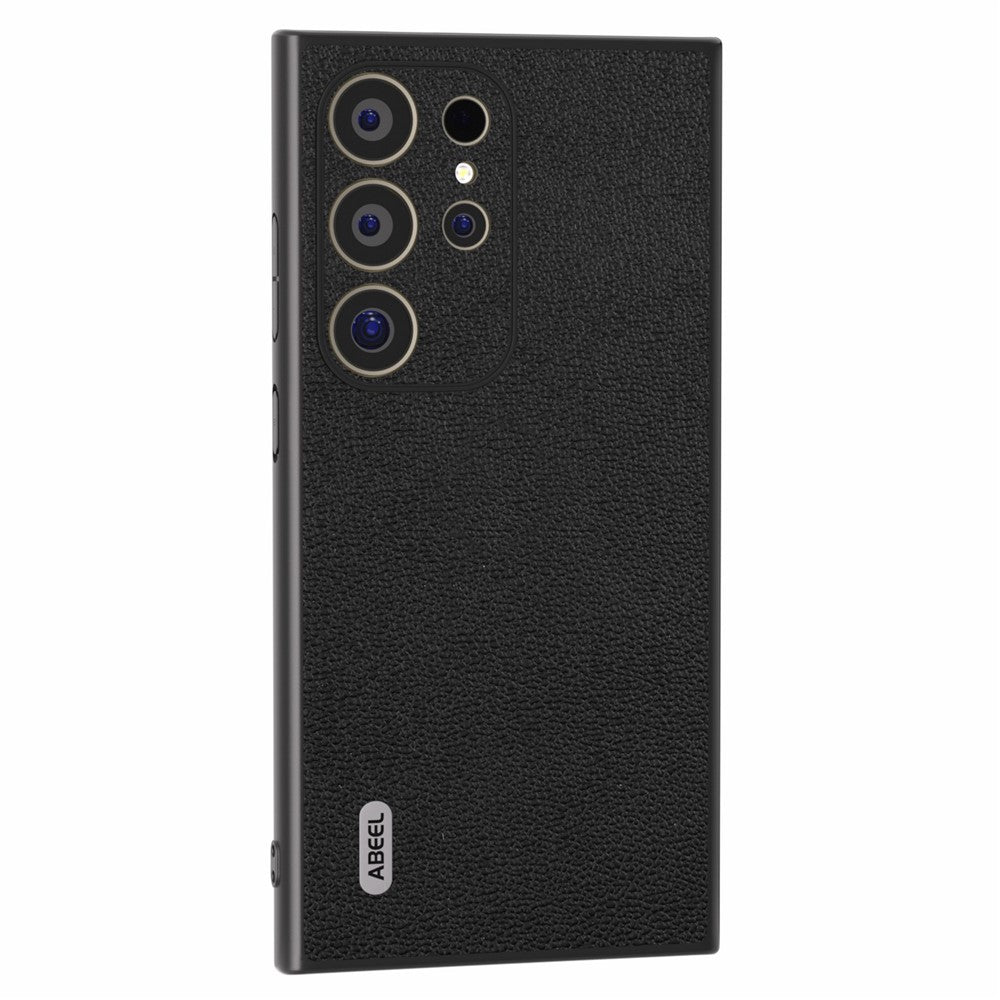ABEEL Til Samsung Galaxy S24 Ultra Cover Ægte Koskind Litchi-tekstur Telefonbagside