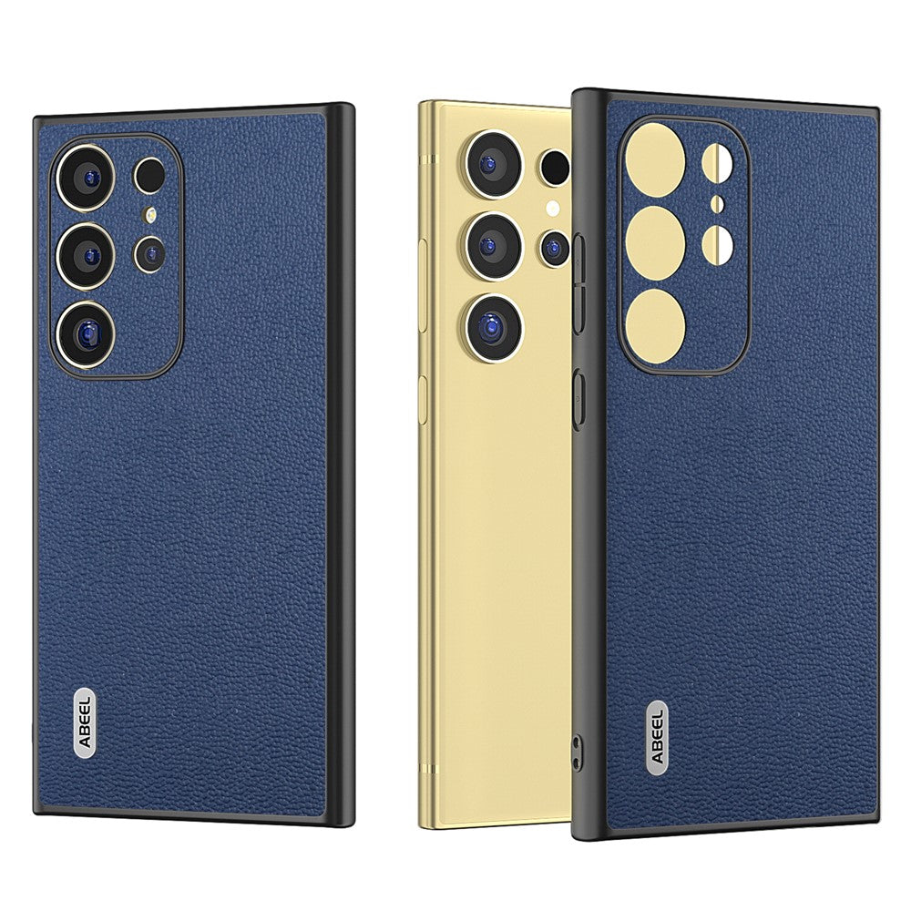 ABEEL Til Samsung Galaxy S24 Ultra Cover Ægte Koskind Litchi-tekstur Telefonbagside