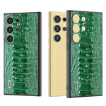ABEEL Til Samsung Galaxy S24 Ultra Cover Krokodille Tekstur Ægte Ko Læder+PC+TPU Cover