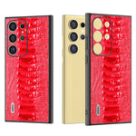 ABEEL Til Samsung Galaxy S24 Ultra Cover Krokodille Tekstur Ægte Ko Læder+PC+TPU Cover