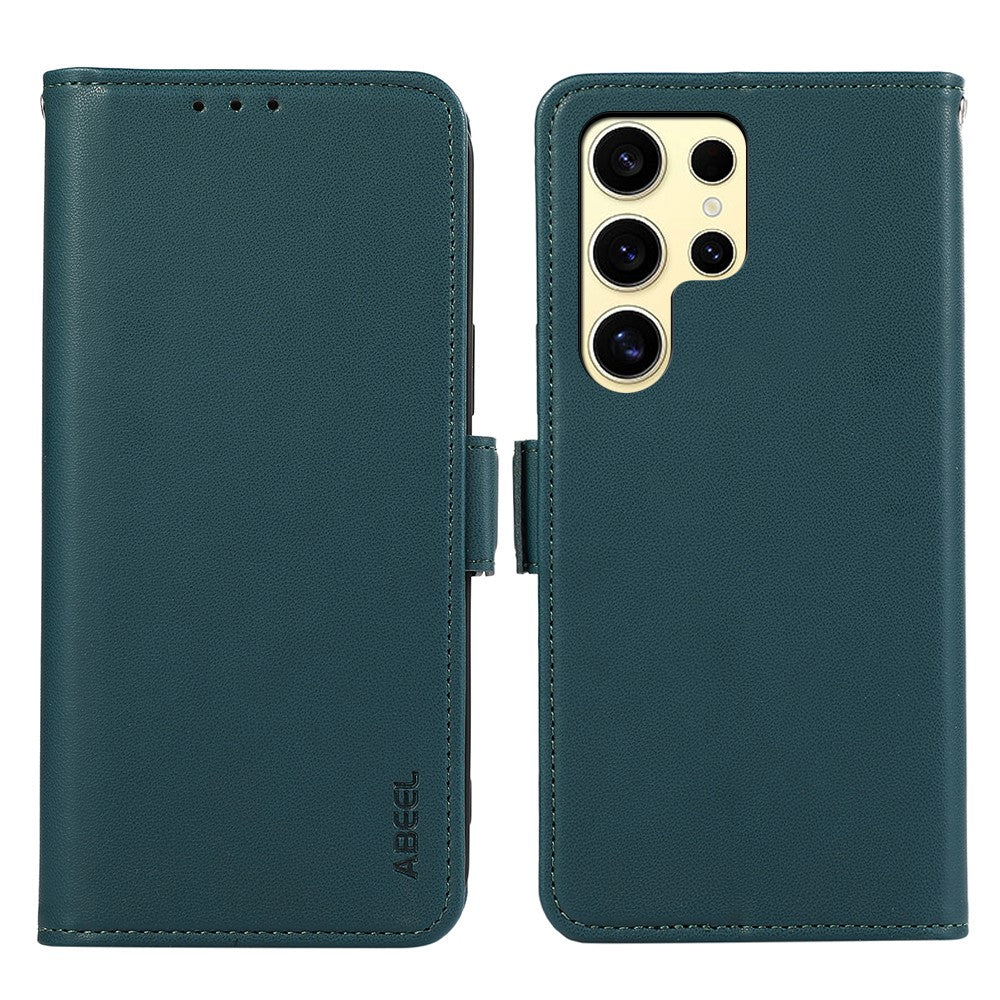 ABEEL For Samsung Galaxy S21 Ultra 5G Cover RFID Blocking PU Leather Wallet Phone Stand Case