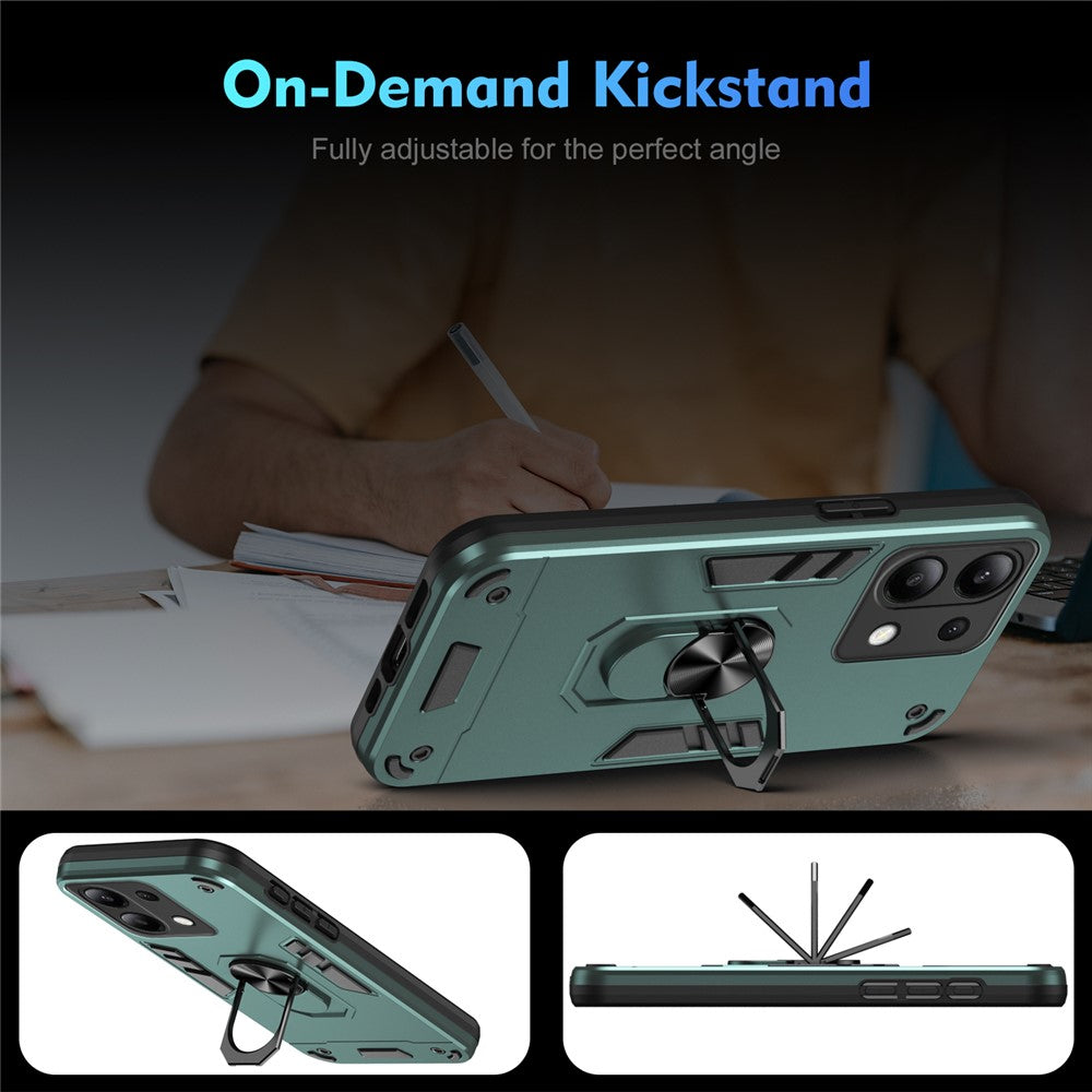 For Xiaomi Redmi Note 13 4G Case PC+TPU Shock-Absorption Phone Cover Support Magnetic Car Mount