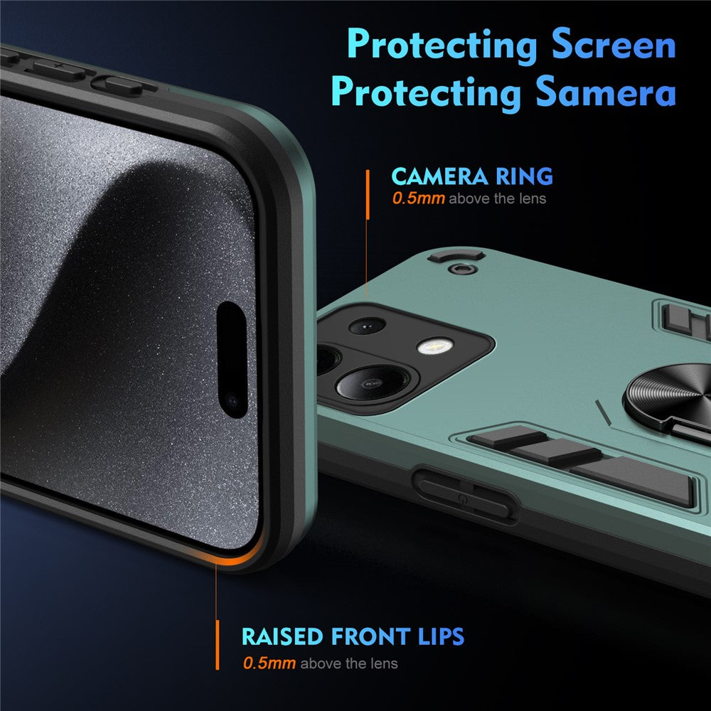 For Xiaomi Redmi Note 13 4G Case PC+TPU Shock-Absorption Phone Cover Support Magnetic Car Mount
