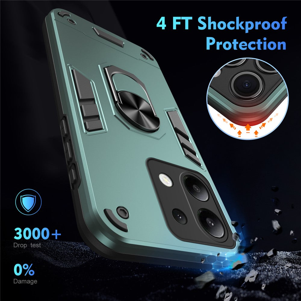 For Xiaomi Redmi Note 13 4G Case PC+TPU Shock-Absorption Phone Cover Support Magnetic Car Mount
