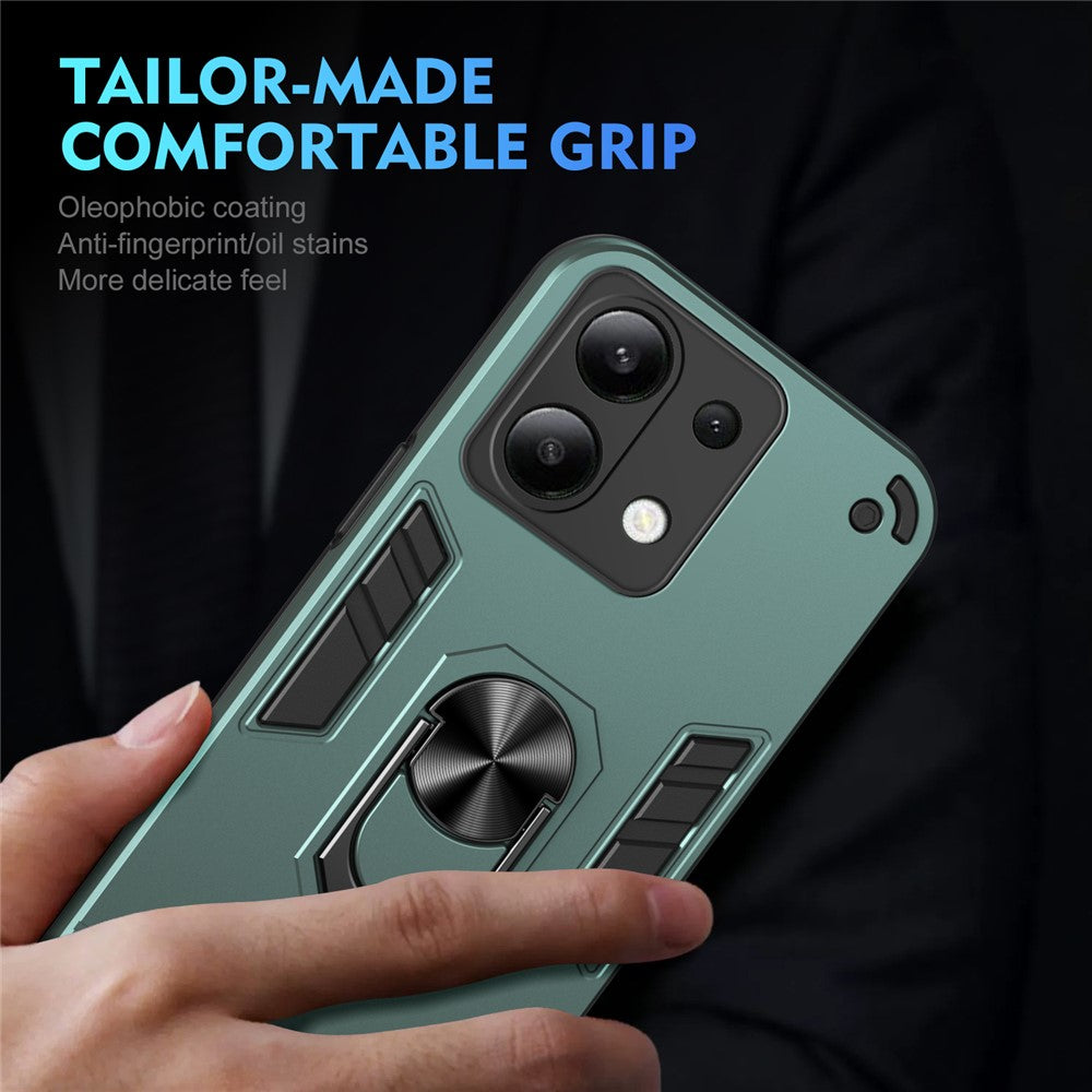 For Xiaomi Redmi Note 13 4G Case PC+TPU Shock-Absorption Phone Cover Support Magnetic Car Mount