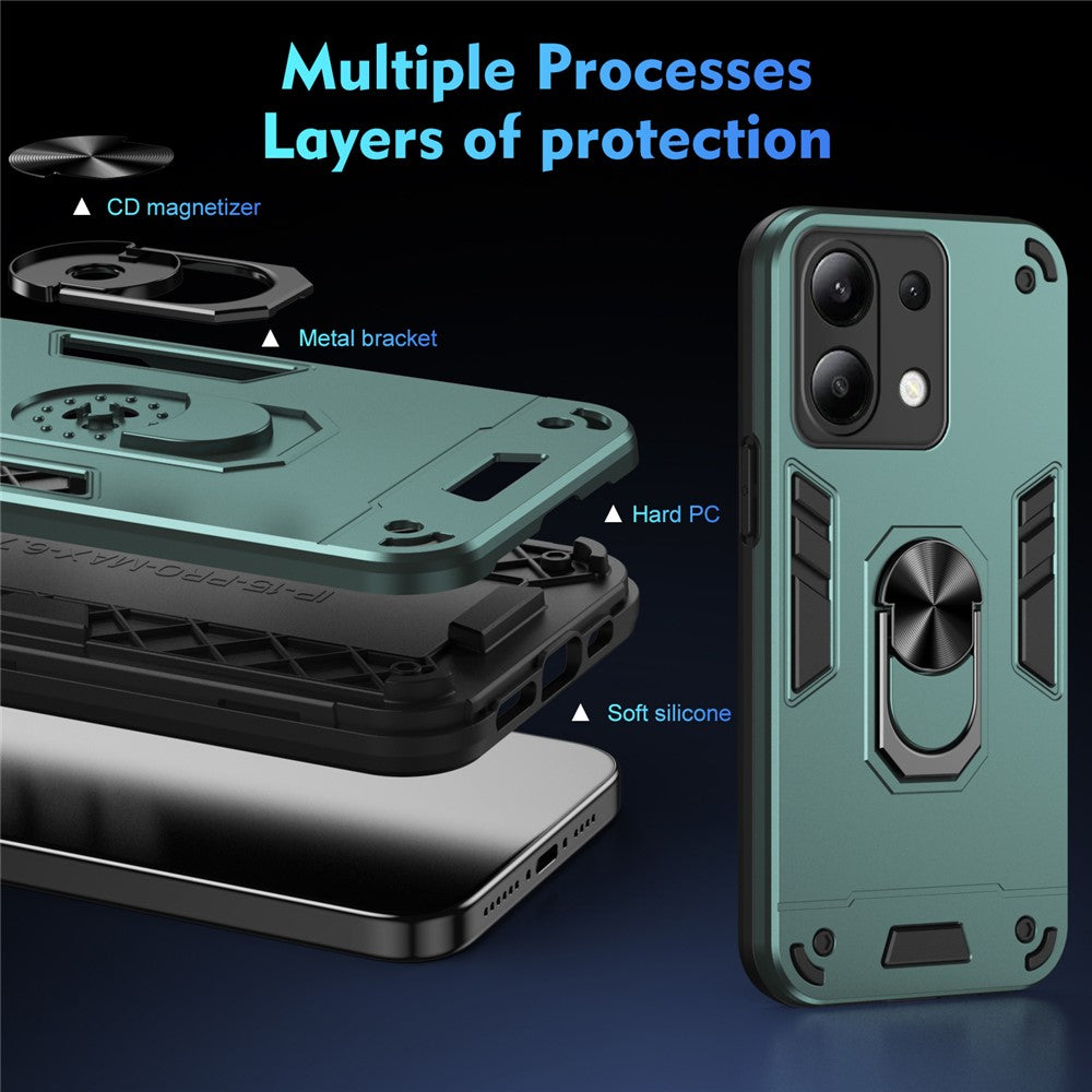 Xiaomi Redmi Note 13 4G-skal PC+TPU stötdämpande mobilskal med stöd för magnetiskt bilfäste