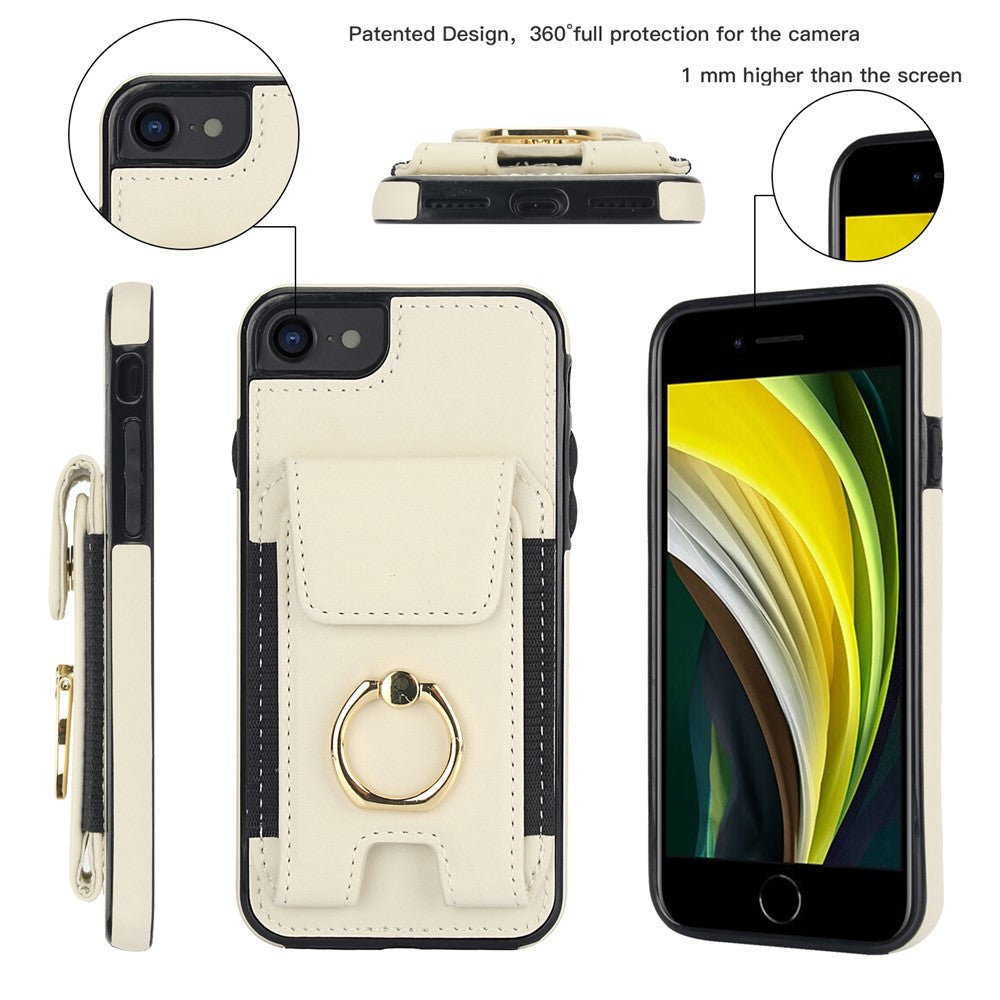 For iPhone 7 / 8 / SE (2020) / SE (2022) Kickstand Case Card Slots PU Leather+TPU Phone Cover