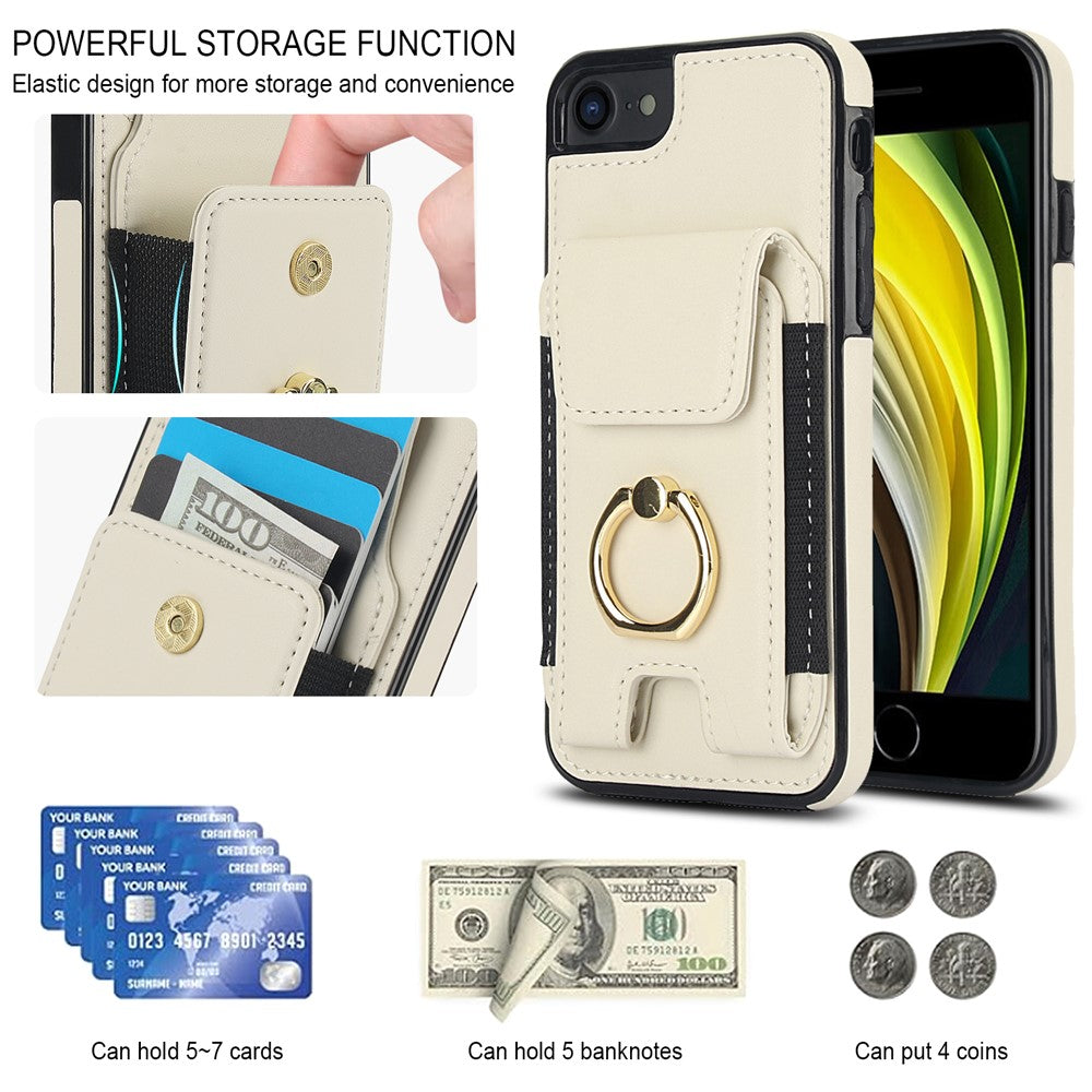 For iPhone 7 / 8 / SE (2020) / SE (2022) Kickstand Case Card Slots PU Leather+TPU Phone Cover