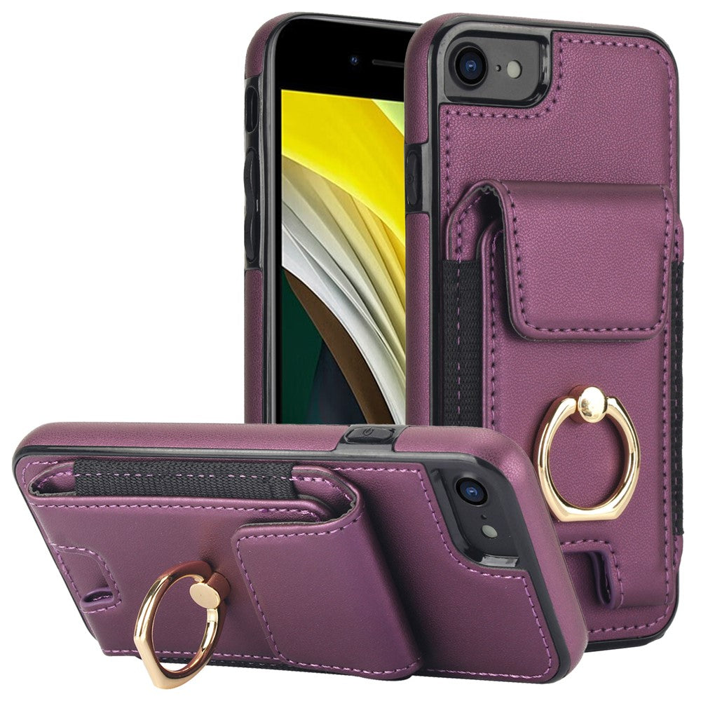 For iPhone 7 / 8 / SE (2020) / SE (2022) Kickstand Case Card Slots PU Leather+TPU Phone Cover