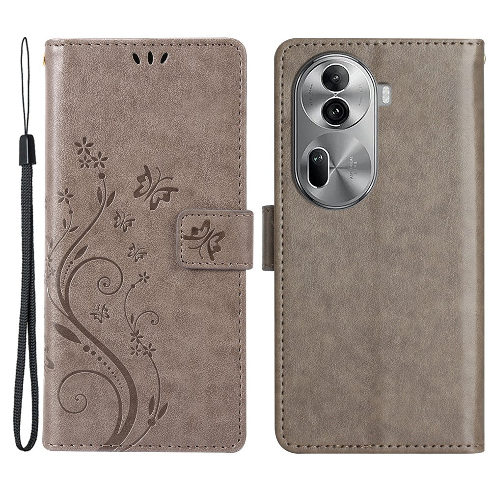 Til Oppo Reno11 Pro 5G (Global) Cover Sommerfuglemønster PU Læder Pung Telefoncover